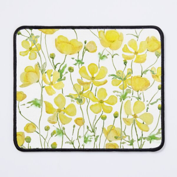Item preview, hand painted yellow buttercup flowers field watercolor  designed and sold by ColorandColor.
