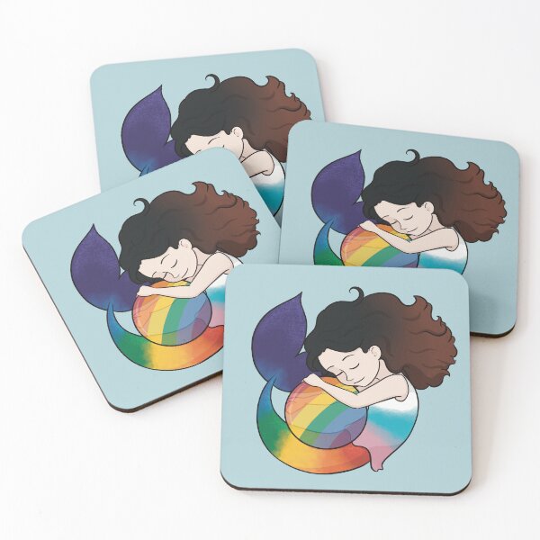Item preview, LGBTQ+ Pride Mermaid Hugging a Ball - Variation 1 designed and sold by RoseActress.