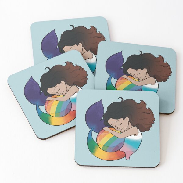 Item preview, LGBTQ+ Pride Mermaid Hugging a Ball - Variation 2 designed and sold by RoseActress.