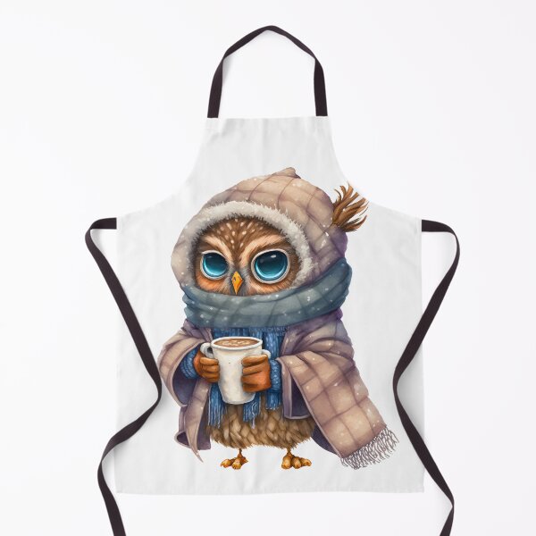 Item preview, Chibi Owl Drinking Hot Chocolate cute christmas snow design series 3 designed and sold by micreations.