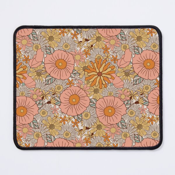 Item preview, Retro Coral Flower and Daisy Art Pattern designed and sold by Violet Grant.