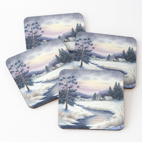Item preview, Chritsmas Snow Winter Watercolor Landscapes series 3 designed and sold by micreations.