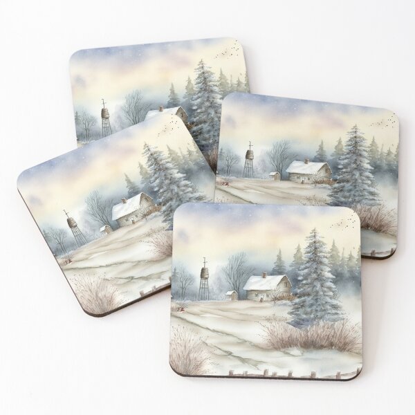 Item preview, Chritsmas Snow Winter Watercolor Landscapes series 4 designed and sold by micreations.