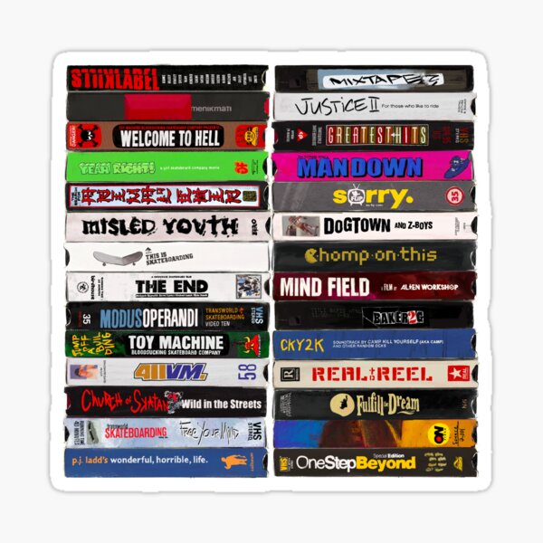 "Classic Skateboarding VHS Videos Painting 4all" Sticker for Sale by