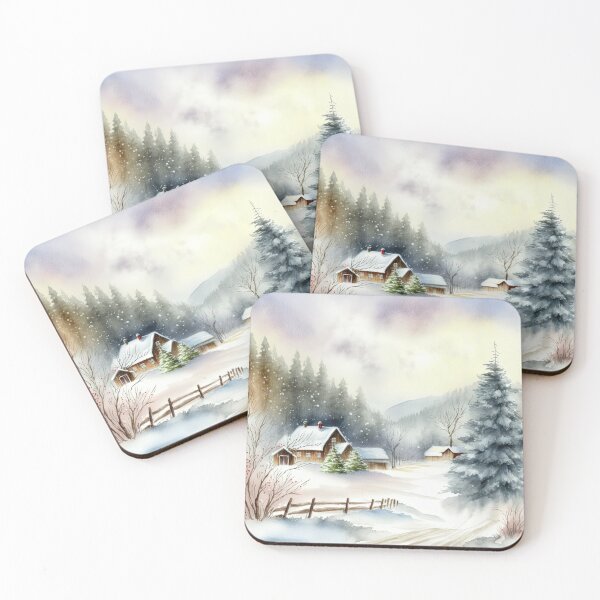 Item preview, Chritsmas Snow Winter Watercolor Landscapes series 7 designed and sold by micreations.