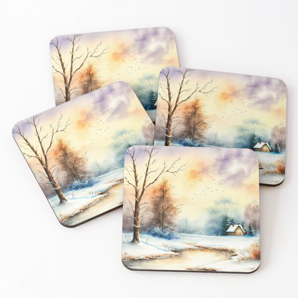 Item preview, Chritsmas Snow Winter Watercolor Landscapes series 8 designed and sold by micreations.