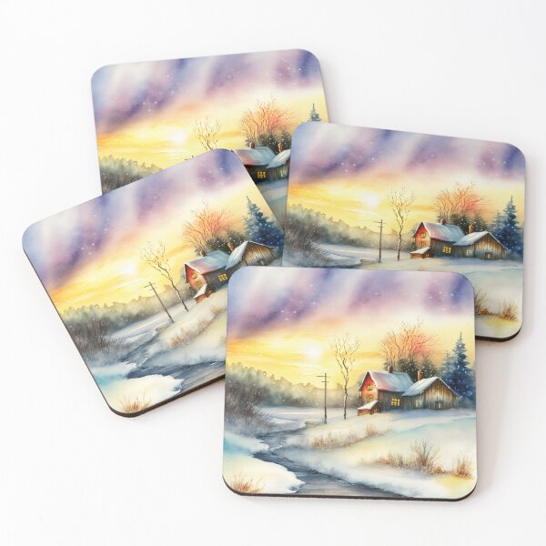 Item preview, Chritsmas Snow Winter Watercolor Landscapes series 12 designed and sold by micreations.