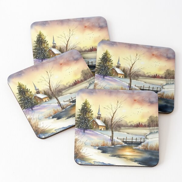 Item preview, Chritsmas Snow Winter Watercolor Landscapes series 16 designed and sold by micreations.