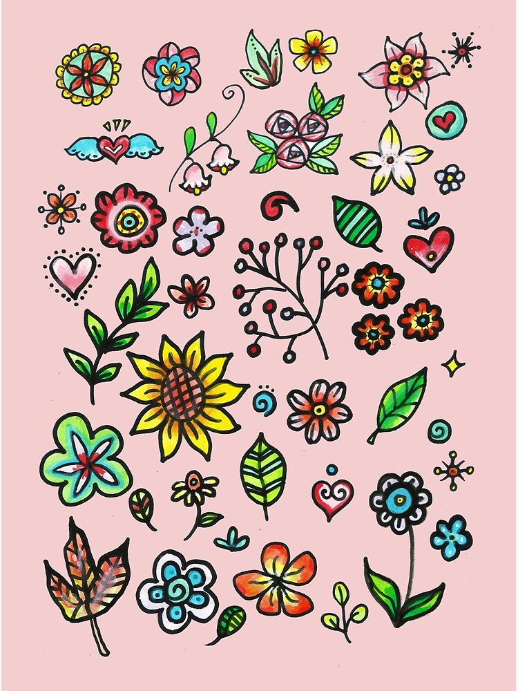 Tarjetas de felicitación «Dibujo a mano Flora & Fauna Doodles» de  shashira | Redbubble