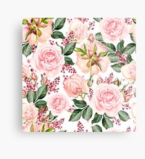 Romantic Watercolor Flower Pattern Metal Print