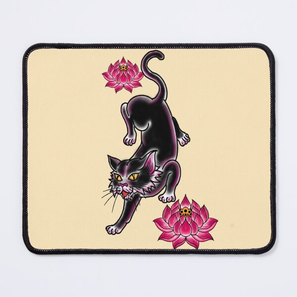 Item preview, Cat in lotus tattoo designed and sold by Chatchot.
