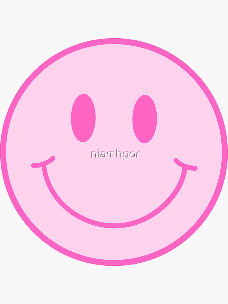 Pink Smiley Face Sticker For Sale By Niamhgor Redbubble