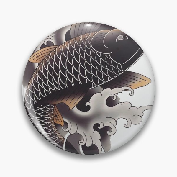 Item preview, id7Japanese and Chinese art technique Black Koi Sakura Design and Tatto Amazing Fish designed and sold by bcbutika.