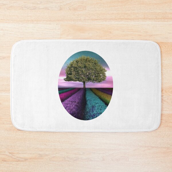 Item preview, id8 fantastic landscape pattern with a single and large tree, colorful lavender and flower garden. designed and sold by bcbutika.