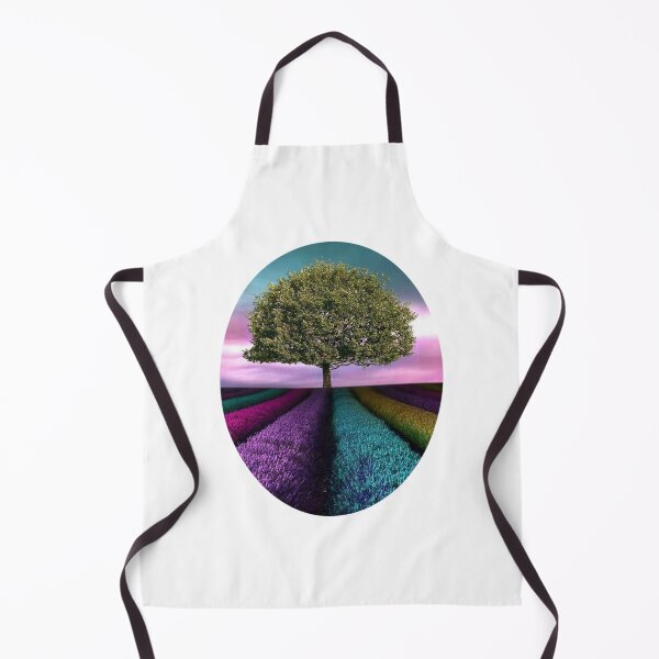 Item preview, id8 fantastic landscape pattern with a single and large tree, colorful lavender and flower garden. designed and sold by bcbutika.