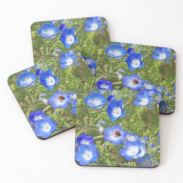 Item preview, Lady bug on blue flowers  designed and sold by ArtsOfWonder.