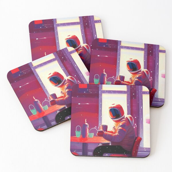 Item preview, Astronauta tomando café en una cafetería retrofuturista designed and sold by Neo-Expression.