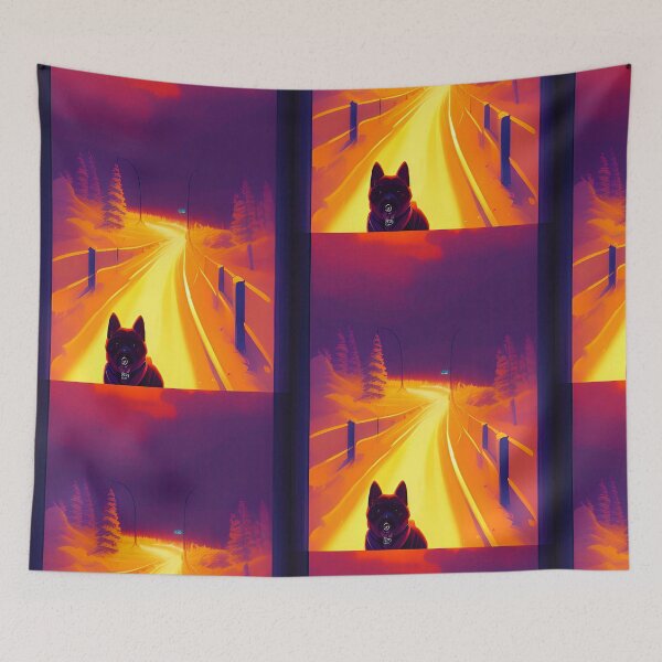 Item preview, Dog winter landscape retro style art designed and sold by Neo-Expression.