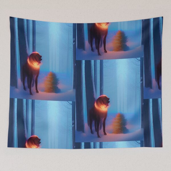 Item preview, Dog winter landscape retro style art designed and sold by Neo-Expression.