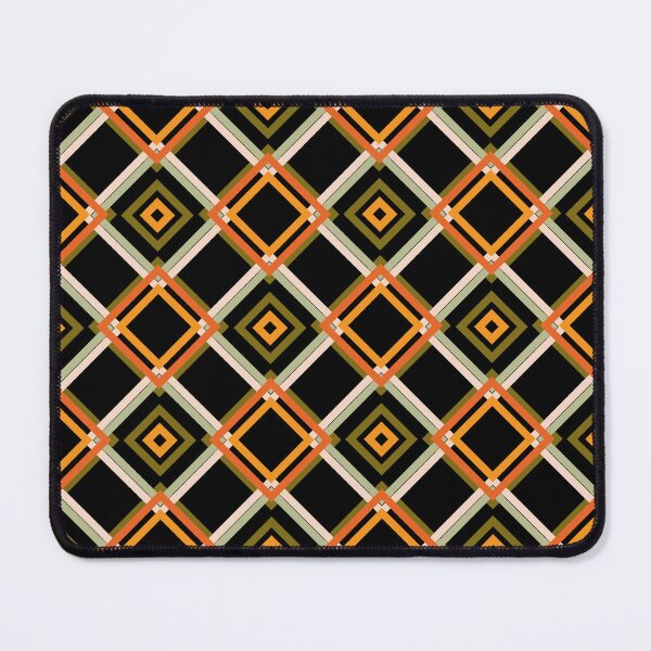 Aperçu de l'œuvre Damier géométrique coloré en vert et orange sur noir créée et vendue par LiquidWing.