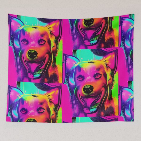 Item preview, Trippy psychedelic colorful dog pop art designed and sold by Neo-Expression.