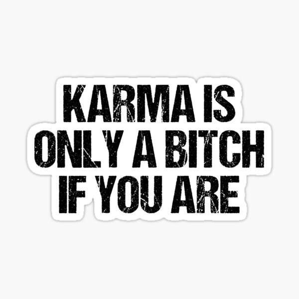 "Karma Is Only A Bitch If You Are Funny Typography Statement Meme Quote" Sticker for Sale by