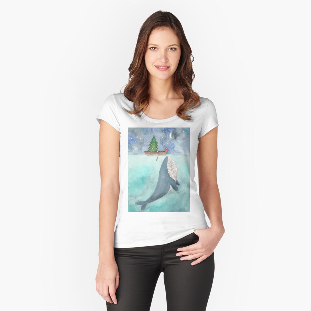 Christmas whale Fitted Scoop T-Shirt