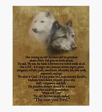 The Two wolves, Cherokee proverb Photographic Print