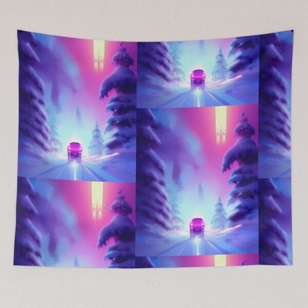 Item preview, Dramatic car driving winter UFO synthwave designed and sold by Neo-Expression.