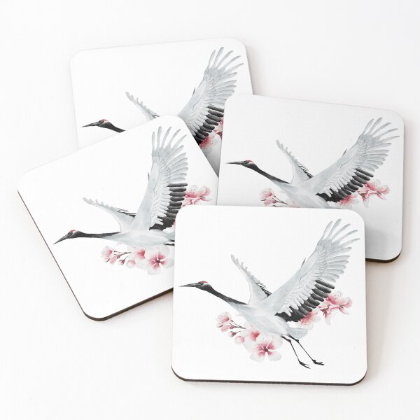 Item preview, Flying Crane and Sakura Flowers - Japanese Painting designed and sold by KOTOdesign.