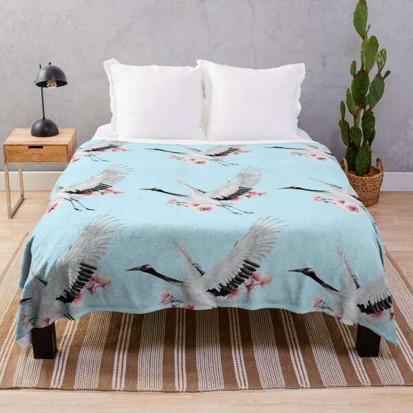 Item preview, Flying Crane and Sakura Flowers - Japanese Painting designed and sold by KOTOdesign.