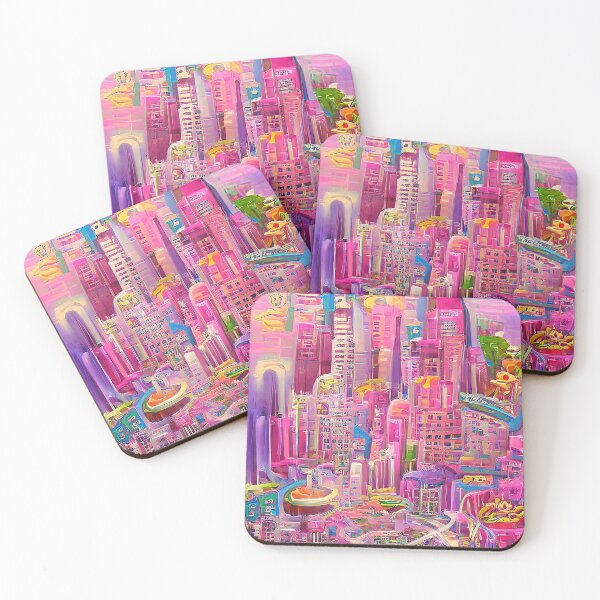 Item preview, Unique pink surrealism city designed and sold by Neo-Expression.