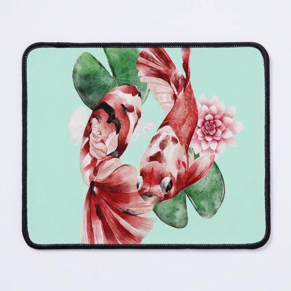 Item preview, Two Koi Fish and Lotus Flower Japanese Painting designed and sold by KOTOdesign.