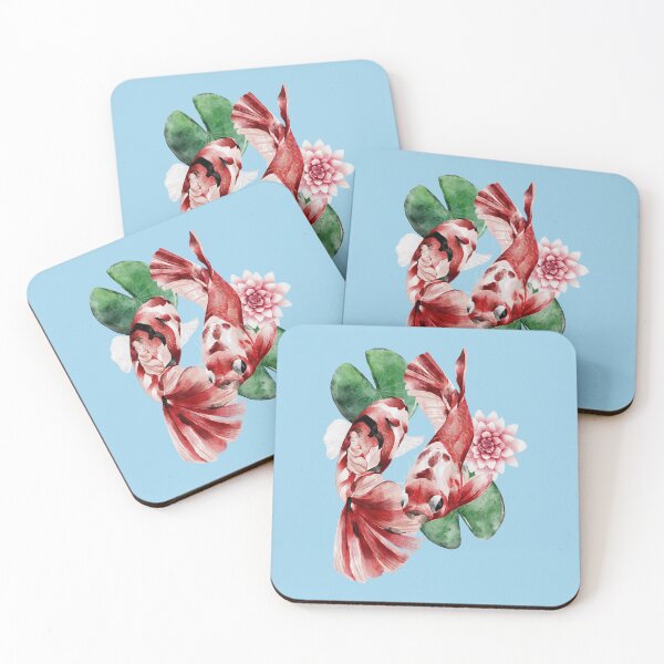 Item preview, Two Koi Fish and Lotus Flower Japanese Painting designed and sold by KOTOdesign.