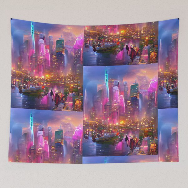Item preview, Alien city futuristic synthwave art designed and sold by Neo-Expression.