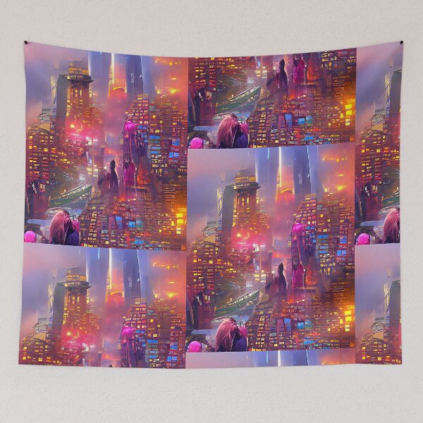 Item preview, Alien city futuristic synthwave art designed and sold by Neo-Expression.