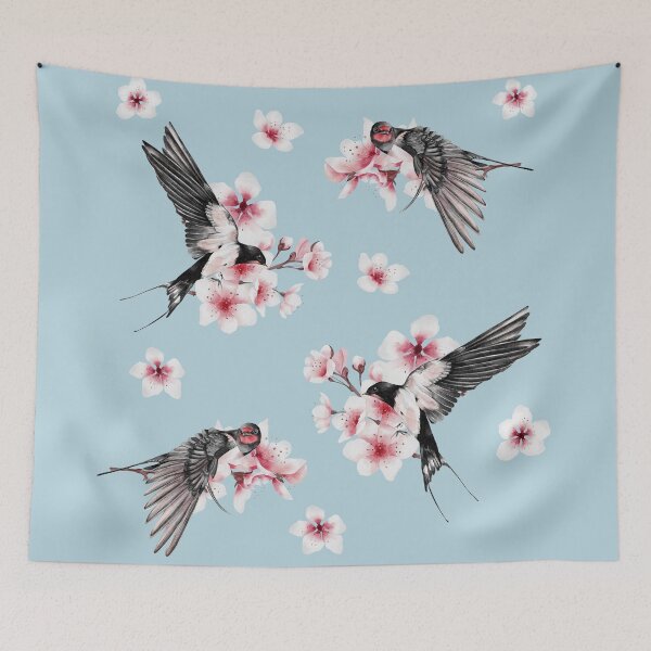 Artikelvorschau, Fliegende Schwalbe und Sakura Blossom japanische Malerei entworfen und verkauft von KOTOdesign.
