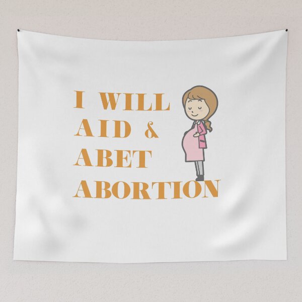 Item preview, I will aid and abet abortion quote beautiful lettering with cute pregnant women illustration designed and sold by vishalraifx.