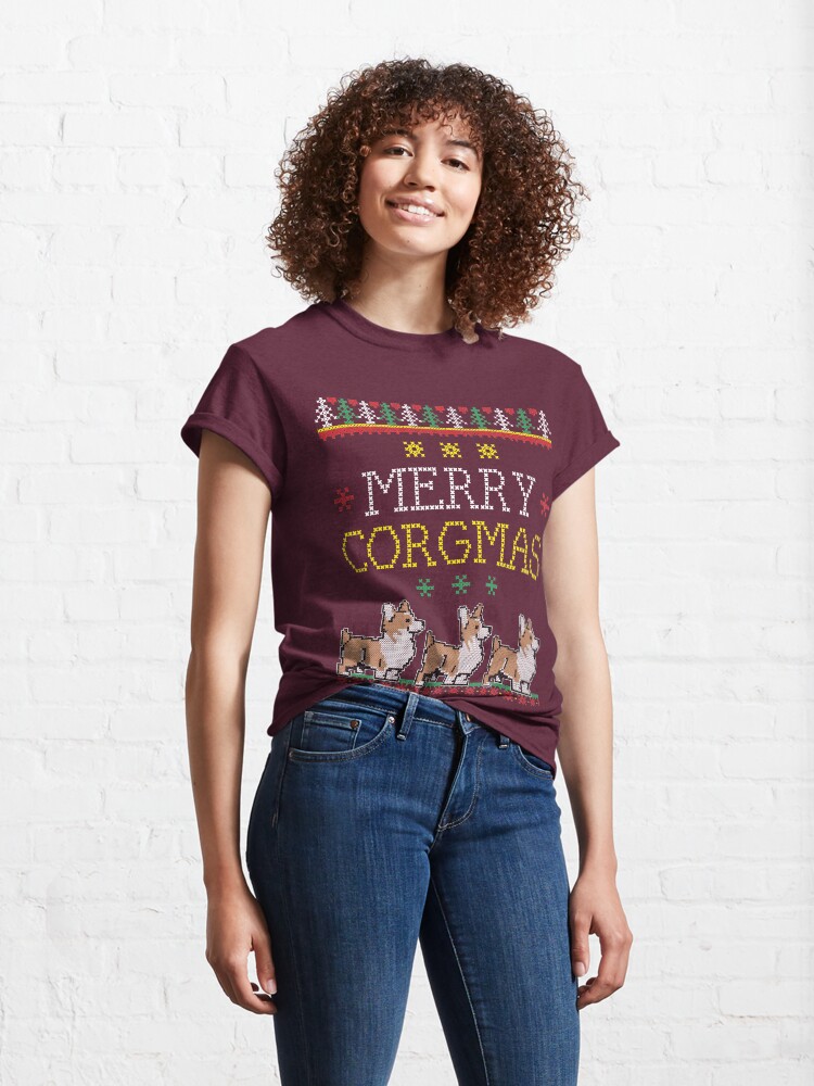 Alternate view of Merry Corgmas Tshirt Corgi Pet Dog Ugly Christmas Sweater Classic T-Shirt