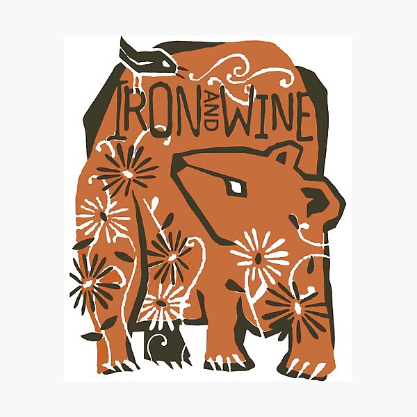 Iron and Wine - amazing indie rock folk rock band. Original illustration art nouveau graphic. Wood Photographic Print