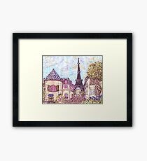 Paris Eiffel Tower inspired pointillism landscape by Kristie Hubler Framed Print