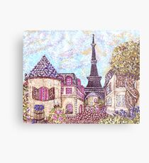 Paris Eiffel Tower inspired pointillism landscape by Kristie Hubler Metal Print