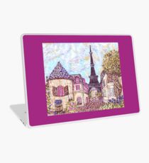 Paris Eiffel Tower inspired pointillism landscape by Kristie Hubler Laptop Skin