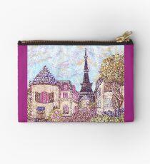 Paris Eiffel Tower inspired pointillism landscape by Kristie Hubler Studio Pouch