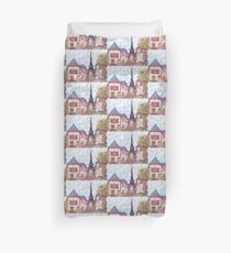 Paris Eiffel Tower inspired pointillism landscape by Kristie Hubler Duvet Cover