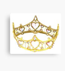 Queen of Hearts gold crown tiara by Kristie Hubler Canvas Print
