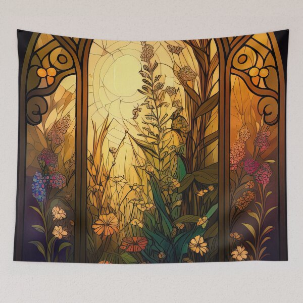 Item preview, Floral window mosaic stained glass design designed and sold by RK - Shop.