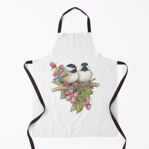 Item preview, Birds and Flowers, Chickadees and Apple Blossoms, Floral and Wilflife Illustration designed and sold by JoyfulWhimsy.