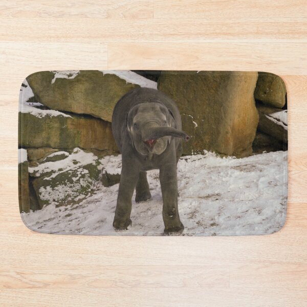 Item preview, Trumpeting Baby Elephant In The Snow designed and sold by rawshutterbug.