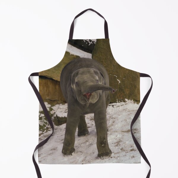 Item preview, Trumpeting Baby Elephant In The Snow designed and sold by rawshutterbug.